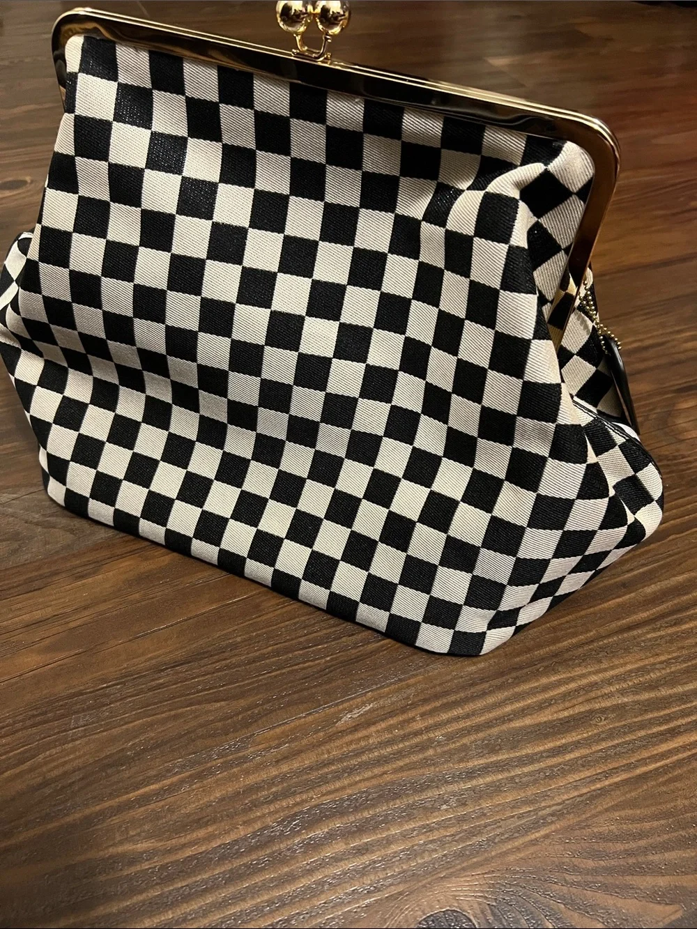 Kisslock Checkered Frame Shoulder Bag